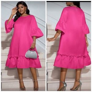 SHEIN Vibrant Pink Midi Dress